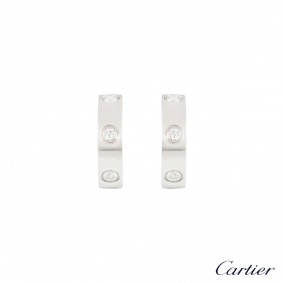 Cartier 18k White Gold Full Diamond Love Earrings B4026000